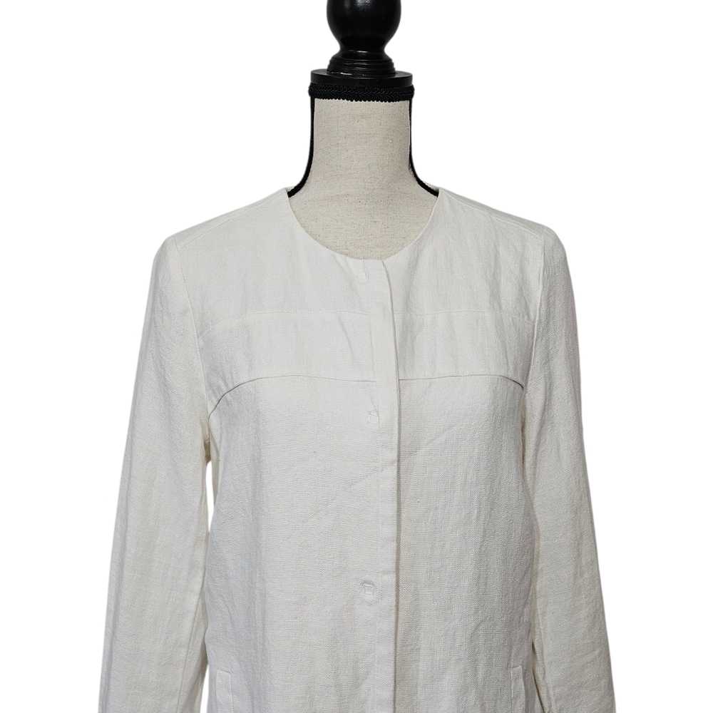 Malvin Hamburg Germany Size 8 Ivory I Love Linen Snap Closure Jacket - Picture 2 of 9
